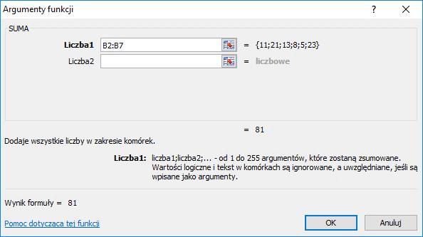 Zaznacz zakres komórek C2:C7, 2.