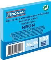 Bloczek samoprzylepny DONAU Uniwersalne kolorowe karteczki, idealne do przekazywania wiadomości, najwyższa jakość produktu, ilość karteczek: 1x100 w rozmiarze 76x76mm, gramatura: 70gsm (+/- 4%), klej