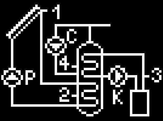 Układ grzania CWU sterowanie pompą kolektorów słonecznych, pompą cyrkulacyjną oraz pompą kominka lub kotła na paliwo stałe schemat nr 6 Sterowanie pompą kotła K.