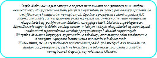 WIEDZA - RAPORTY- DIAGNOZY - ANALIZY - PRZYKŁADY procesy pomocnicze (to baza dla poprawnego działania procesów głównych).