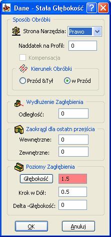 W obszarze Strona Narzędzia, wybierz opcję Prawo w celu obróbki rowka po prawej stronie wybranej