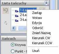 W tym celu kliknij prawym przyciskiem myszy na łańcuchu. Wyświetli się menu.