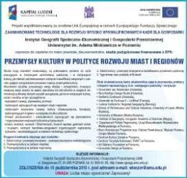 RE (Interreg IV C) Lokalny Plan Działania na Rzecz Sektorów Kreatywnych w Poznaniu i