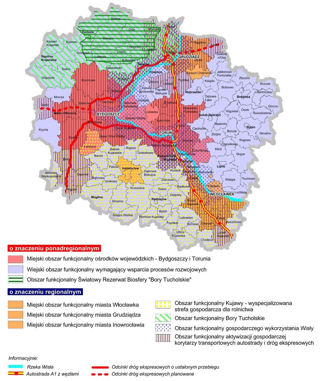 Rysunek 1 Obszary funkcjonalne w województwie