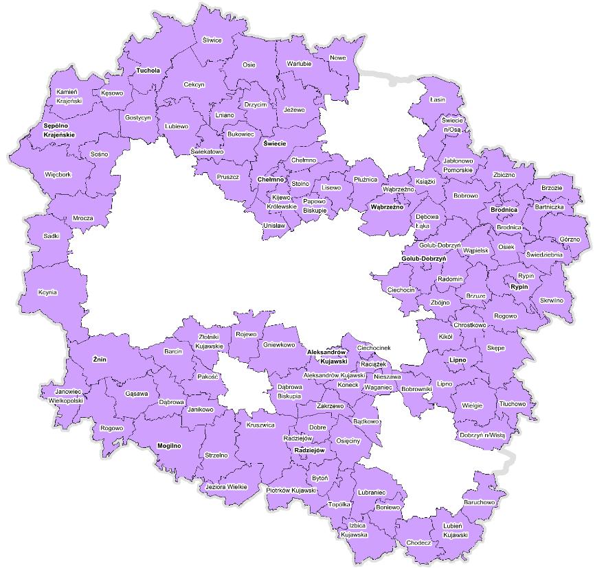 Powierzchnia: 12 540 km 2 Liczba ludności: 856 333 osób Gęstośc zaludnienia: 68 os/km 2 Podstawa delimitacji Cel Zasięg terytorialny Obszar funkcjonalny Światowy Rezerwat Biosfery Bory Tucholskie