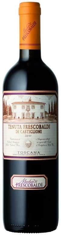 Tenuta Frescobaldi di Castiglioni IGT Toscana Cabernet Sauvignon, Sangiovese, Merlot, Petit Verdot Cena: 70,00 zł netto Wspaniały purpurowo-czerwony kolor z fioletowymi refleksami.