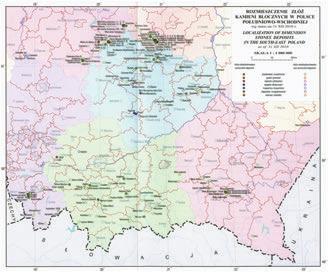 4. Rozmieszczenie złóż kamieni blocznych w Polsce południowowschodniej [11] Fig. 4.