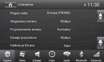 Naciśnij w menu głównym pole wyboru Ustawienia ]. Zostaje wyświetlone menu ustawień, podmenu Ogólne jest włączone. Za pomocą pola wyboru wybierz wstępnie ustawiony korektor dźwięku.