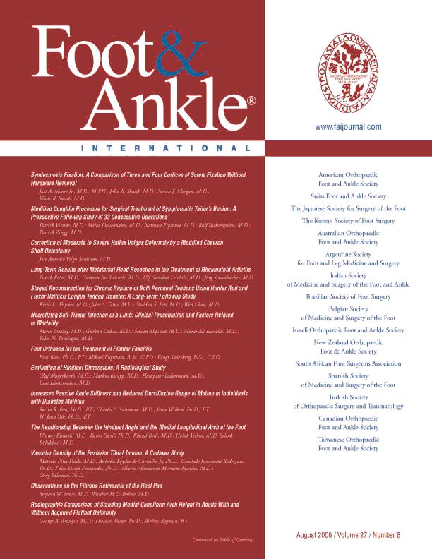 W ocenie wyników zastosowaliśmy 100 punktową skalę AOFAS-Ankle-Hindfoot Scale [Kitaoka] Harold B. Kitaoka, M.D.; Ian J. Alexander, M.D.; Robert S. Adelaar, M.D.; James A.Nunley, M.D.; Mark S.