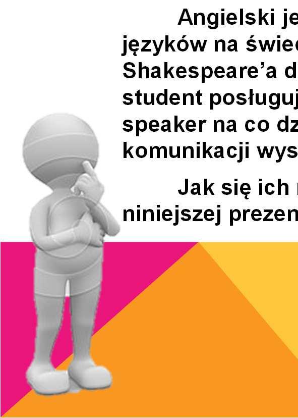 Angielski jest jednym z najbogatszych w słownictwo języków na świecie (600 000 słów) w samej twórczości Shakespeare a doliczymy się około 20 000 słów.