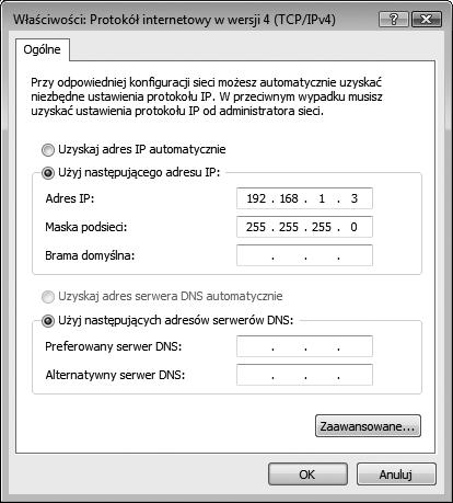 5 Wpisz adres IP i maskę podsieci. Wpisz adres IP i maskę podsieci dla serwera FTP i kliknij OK.