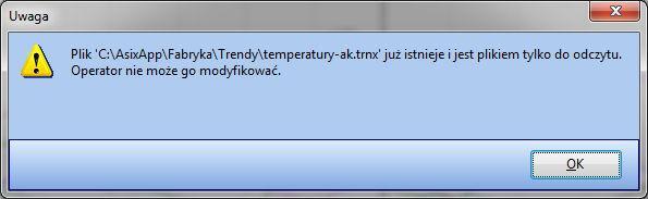 2. AsTrend - obsługa W trybie Operatora Operator nie może zapisać (modyfikować) istniejącego trendu, o ile ma on status Tylko_do_odczytu.