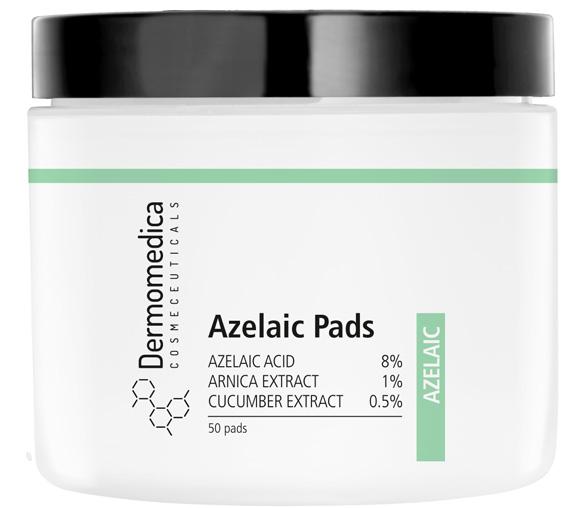 AZELAIC PADS AZELAIC ACID 8% ARNICA EXTRACT 1% CUCUMBER EXTRACT 0.5% Terapeutyczna formuła oparta na kwasie azelainowym w połączeniu z ekstraktem z arniki i ogórka.