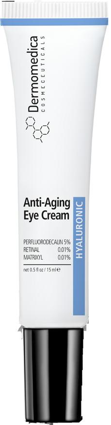 ANTI-AGING EYE CREAM PERFLUORODECALIN 5% RETINAL 0.01% MATRIXYL 3000 0.01% Formuła kremu opiera się na innowacyjnym połączeniu perfluorodekaliny z retinalem i Matrixylem 3000.