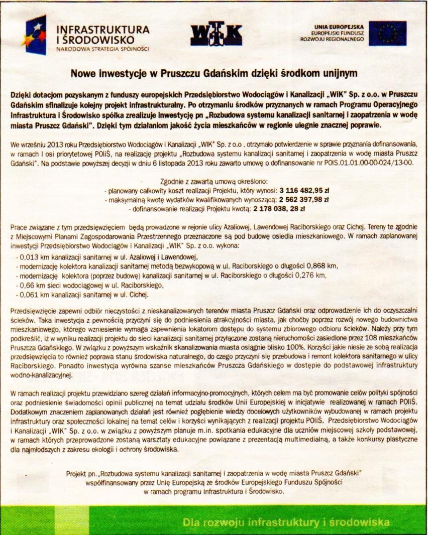 dot. zmiany osoby wskazanej w umowie jako inspektora nadzoru inwestorskiego. Artykuł prasowy: Gazeta Wyborcza 14.06.2014r.