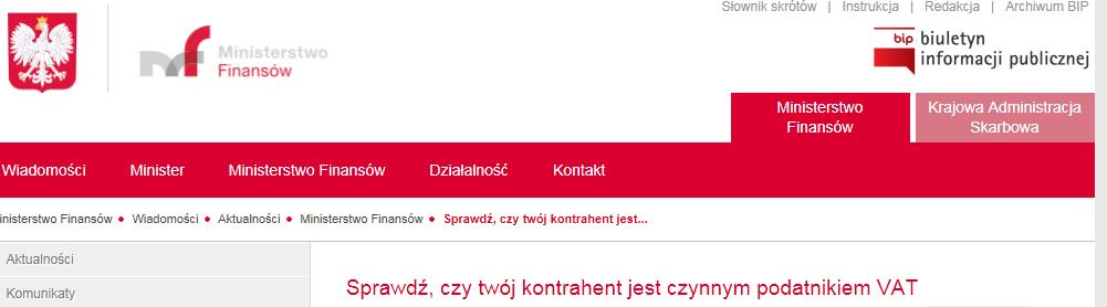 Sprawdź, czy twój kontrahent jest czynnym