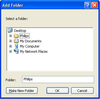 W oknie Add Folder (Dodaj folder) wybierz folder z muzyką, zdjęciami lub filmami, które chcesz współdzielić z innymi