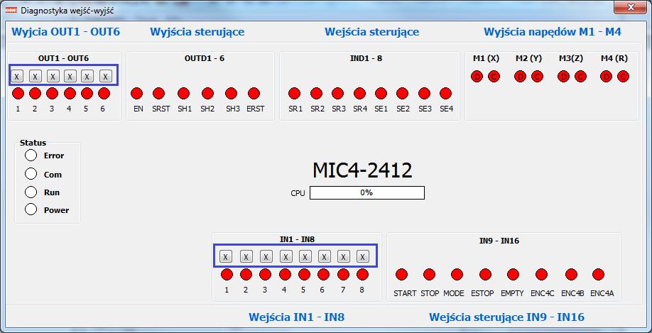 aktualna) 3) Pokazuje stan wejść i wyjść oraz pozwala na ich symulację 4) Panel sterowania manualnego.