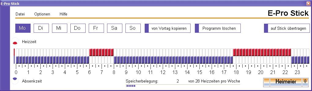 Program E-Pro USB Wygląd programu 6. Rozwijane menu - Plik - Opcje - Pomoc 7. Przycisk Kopiuj programy czasowy z poprzedniego dnia 8. Przycisk Usuń cały program czasowy 9.