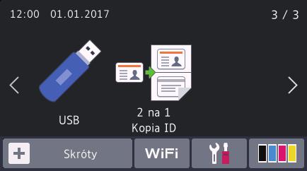 Ekran dotykowy LCD informacje ogólne DCP-L8410CDW/ MFC-L8690CDW Jako ekran główny można ustawić jeden z dwóch rodzajów ekranów: ekran funkcyjny i ekran skrótów.