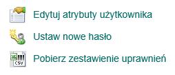 Menu Użytkownik Edytuj atrybuty użytkownika akcja pozwala użytkownikowi zewnętrznemu edytować własne dane teleadresowe tj. numery telefonów, faksu oraz adres e-mail.