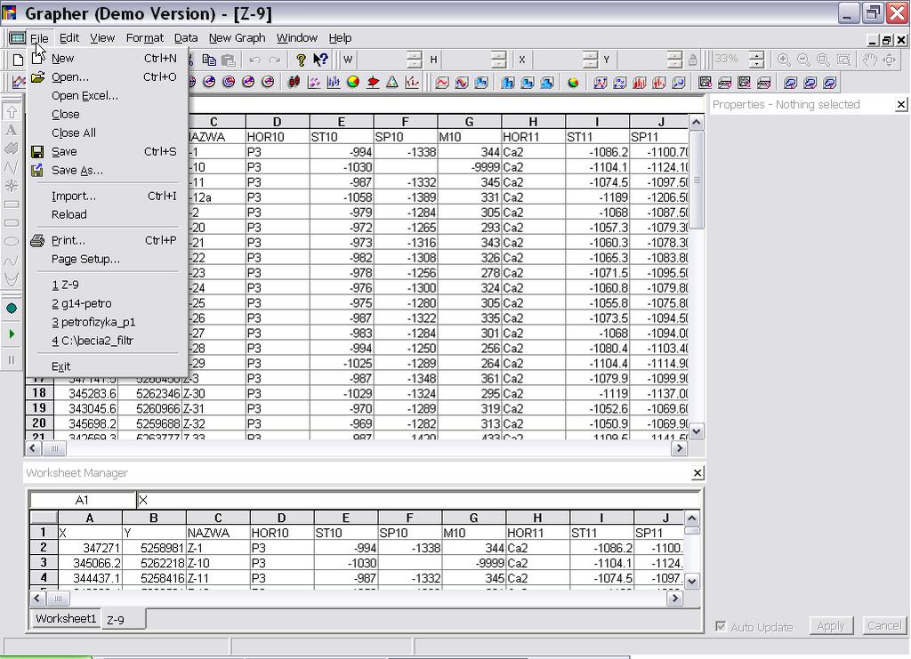 Podobnie jak Open Office Calc, program Grapher 7.