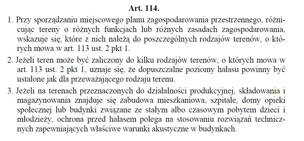 Hałas w środowisku zewnętrznym klasyfikacja terenów podlegających ochronie przed hałasem Dz.U. 2001 Nr 62 poz. 627Ustawa z dnia 27 kwietnia 2001 r.