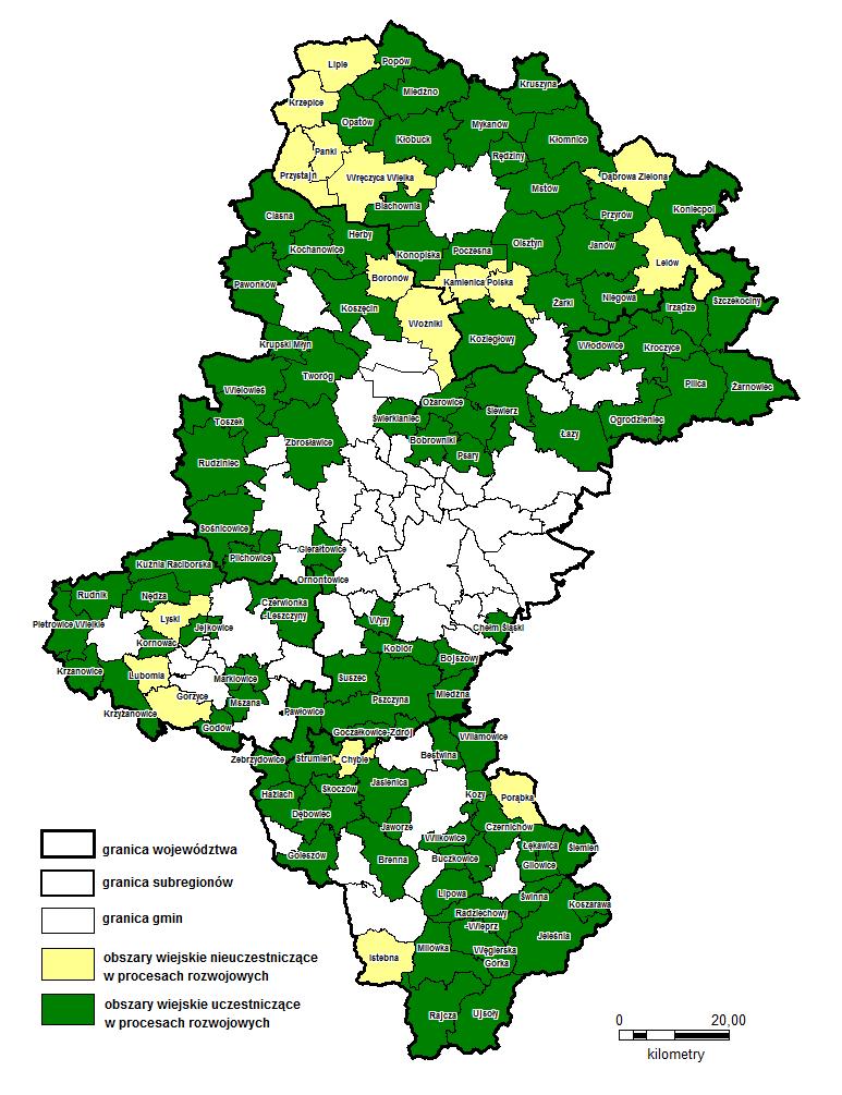 Mapa 4. Wiejski obszar funkcjonalny.