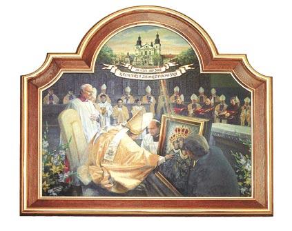 Sanktuarium Najświętszej Maryi Panny Kalwaryjskiej w Praszce Podczas ostatniej Mszy Świętej na Ojczystej Ziemi w Kalwarii Zebrzydowskiej, 19 sierpnia 2002 r.