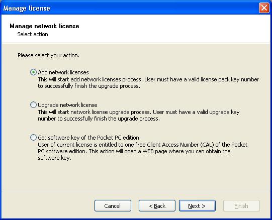 W oknie MenedŜer licencji: zarządzanie licencją sieciową wybierz opcję