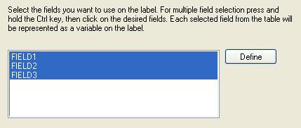 Rozdział 3:Projektowanie etykiet etykiet 6. Dokonaj przeglądu struktury bazy danych tekstowych. Wyświetlane są nazwy pól i wartości ich maksymalnej długości.