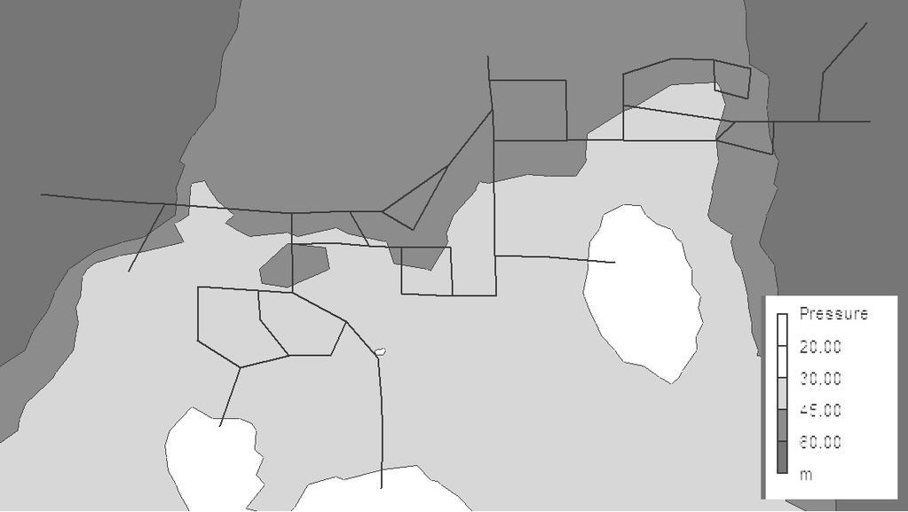 Water supply system in międzychód commune 43 Results were shown on contour plot ranges of pressure in particular nodes (fig. 3)