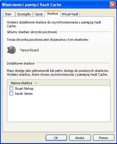 40 Zarządzanie archiwizacją w programie Enterprise Vault Wyświetlanie i zmiana właściwości pamięci Vault Cache 3 W oknie dialogowym Właściwości pamięci Vault Cache kliknij kartę Skarbce.