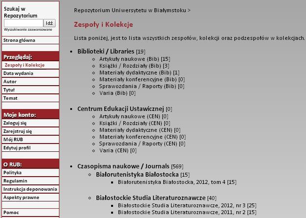 PRZEGLĄDANIE Mamy różne możliwości przeglądania zasobów RUB.