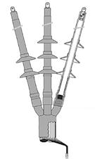 Termokurczliwe głowice wnętrzowe na 1 kabel 3 - żyłowy Termokurczliwa głowica wnętrzowa przeznaczona do zakańczania kabli trzyżyłowych o izolacji z tworzyw sztucznych 6TTI3.