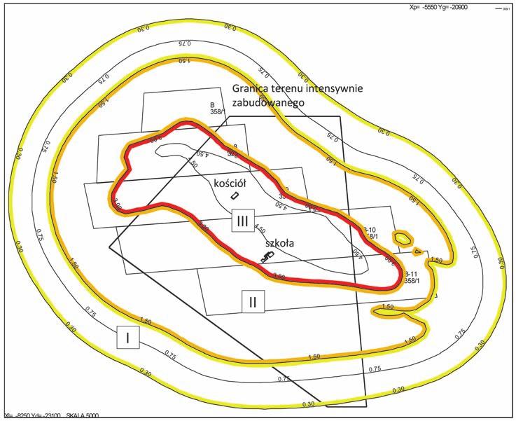 34 PRZEGLĄD GÓRNICZY 2014 Rys. 3. Kategorie odkształceń poziomych terenu jakie wywoła eksploatacja pokładu 358/1 w rejonie Chudowa Fig. 3. Categories of ground s horizontal strains caused by exploitation of coal bed no.