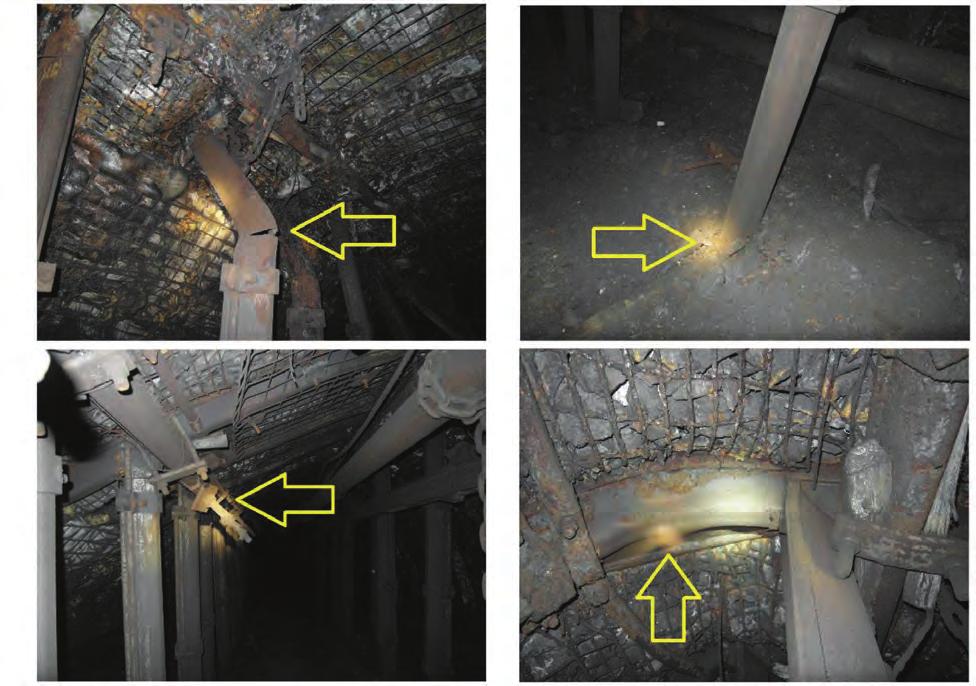 Nr 9 PRZEGLĄD GÓRNICZY 5 a) b) c) d) Rys. 7. Formy uszkodzeń obudowy i wzmocnień w chodniku Cz-1 Fig. 7. Characteristic types of damage to the support and reinforcements in gateroad Cz-1 4.