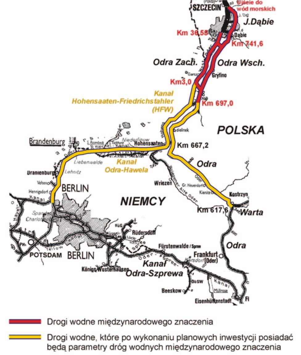 Map 1 Inland waterways covered by the obligation of RIS implementation The infrastructure of inland waterways Inland waterways of international importance Inland waterways which after executing