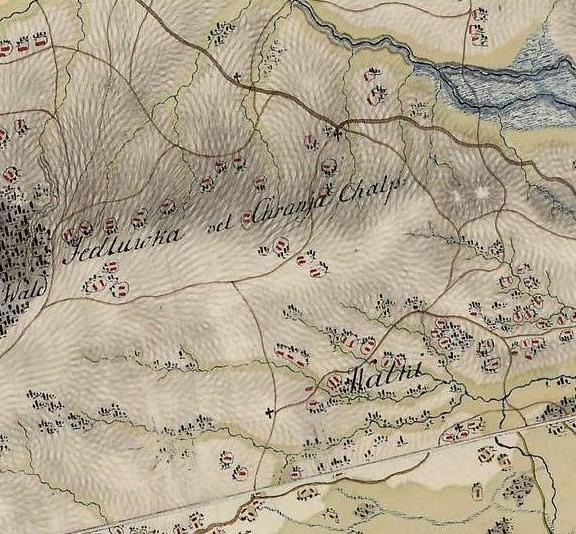 JodłówkaWałki Jodłówka i Wałki na mapie topograficznej Galicji z lat 17791783 (tzw. mapa Miega). Dawne nazwy: Wołąki, Wałki z Jodłówką, Jodłówka z Wałkami, Jodłówka ad Wałki.