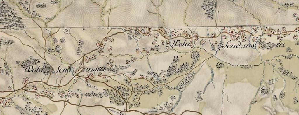 Wola Rzędzińska Wola Rzędzińska na mapie topograficznej Galicji z lat 17791783 (tzw. mapa Miega). Dawne nazwy: Wolia Zendzinska, Rzędzińska Wola. Układ historyczny: wieś w typie łańcuchówki.