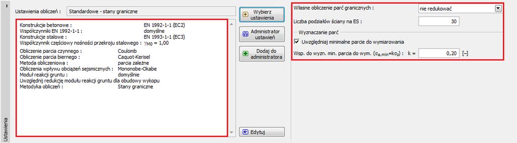 Ciężar objętościowy gruntu nawodnionego sat przyjąć taki sam jak ciężar objętościowy gruntu w stanie naturalnym. Wszystkie kotwy mają średnicę d 32 mm, moduł sprężystości podłużnej E 210 GPa.