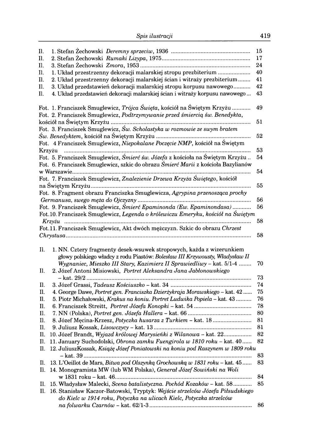 Spis ilustracji 419 II. 1. Stefan Żechowski Deremny sprzeciw, 1936... 15 II. 2. Stefan Żechowski Rumaki Lizypa, 1975... 17 II. 3. Stefan Żechowski Zmora, 1953... 24 II. 1. Układ przestrzenny dekoracji malarskiej stropu prezbiterium.