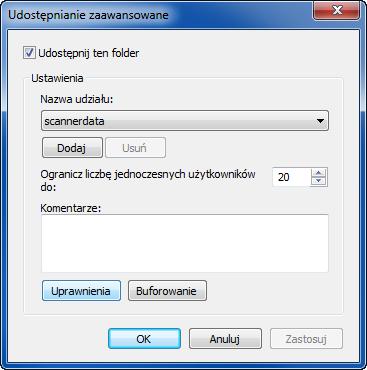 Kliknij przycisk [Udostępnianie zaawansowane]. Upewnij się, że wybrano zakładkę [Udostępnianie].