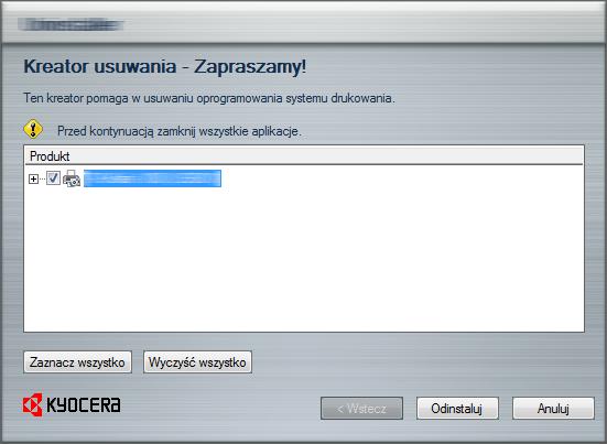 Instalacja i konfiguracja urządzenia > Instalacja oprogramowania Odinstalowywanie oprogramowania Postępuj zgodnie z poniższą procedurą aby odinstalować oprogramowanie z komputera.