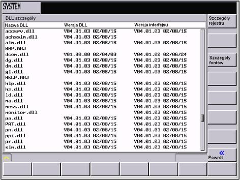 System Rysunek 7-20 Obszar menu wersja HMI Ta funkcja wyświetla przyporządkowanie przycisków sprzętowych (przyciski funkcyjne Maszyna, Offset, Program,...) do uruchamianych programów.