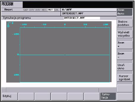 Programowanie obróbki części Symulacja 6.4 Symulacja Funkcjonowanie Przy pomocy grafiki kreskowej można śledzić zaprogramowany tor ruchu narzędzia dla wybranego programu.