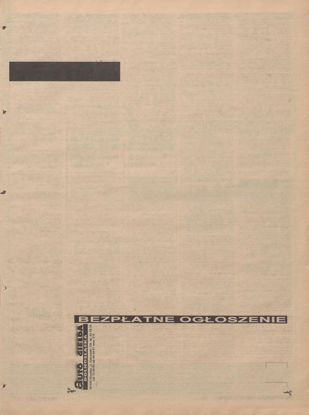 Z A M IE S Z C Z A M Y B E Z P Ł A T N E O G Ł O S Z E N IA o s ó b p ry w a tn y c h NA K U PO N A CH Z NASZEJ G A ZETY Kupon prosimy przesłać na nasz adres pocztą lub składać w redakcji albo u