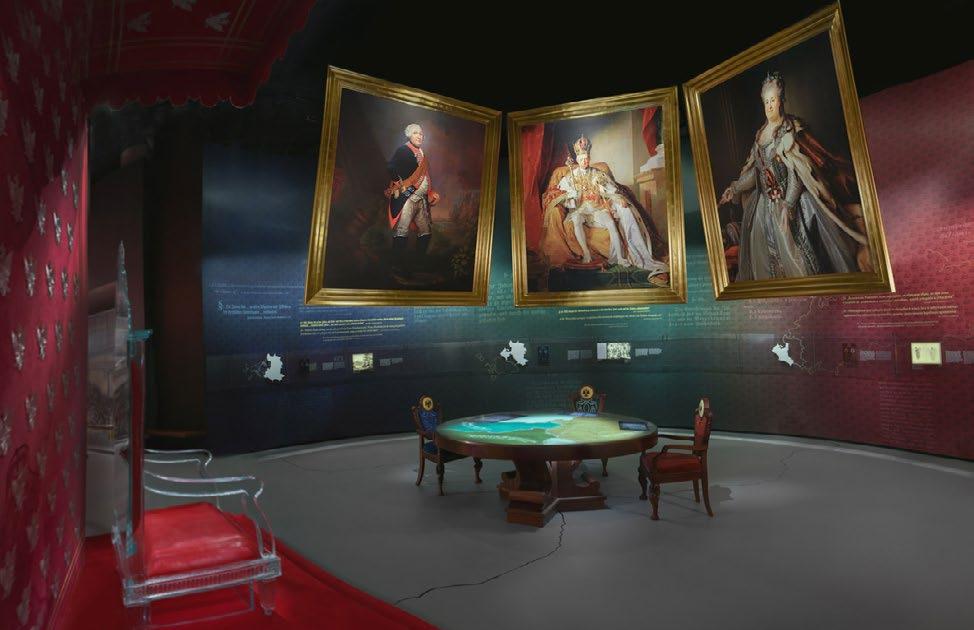 4. Partitions Gallery 5: Encounters with Modernity, 1772 1914 The rulers of Prussia, Austria and Russia look down from their massive portraits on the empty throne of the last