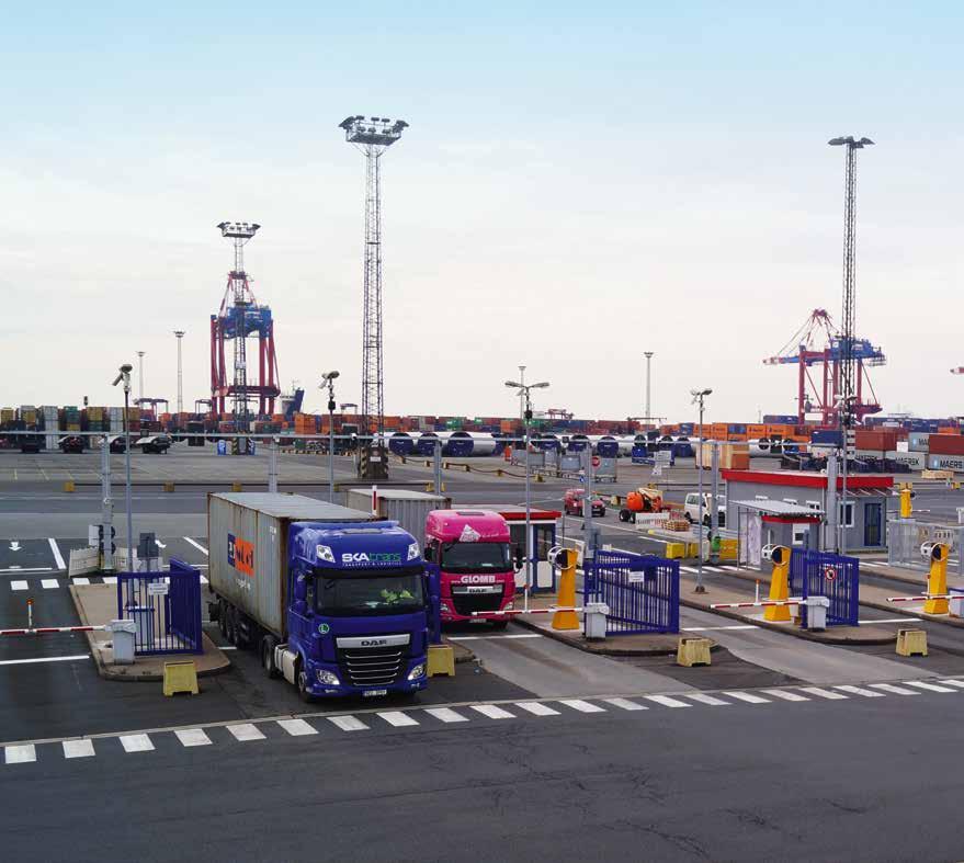 Odprawa ciężarówek terminalów kontenerowych EUROGATE Container Terminal Bremerhaven i MSC Gate Bremerhaven odbywa się na podstawie supernowoczesnej techniki i jest bardzo wydajna.