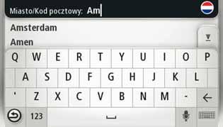 Dotknij przycisku Adres Wskazówka: podczas pierwszego planowania trasy, urządzenie zapyta o kraj lub region. Wybrane opcje zostaną zapisane i będą używane w czasie planowania kolejnych tras.